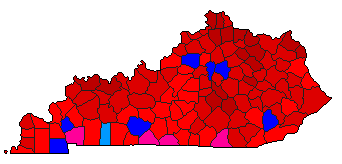 2008 Kentucky County Map of Democratic Primary Election Results for Senator