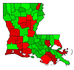 2008 Louisiana County Map of Democratic Primary Election Results for President