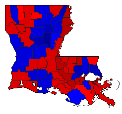 2008 Louisiana County Map of General Election Results for Senator
