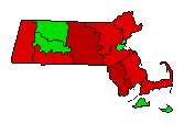 2008 Massachusetts County Map of Democratic Primary Election Results for President