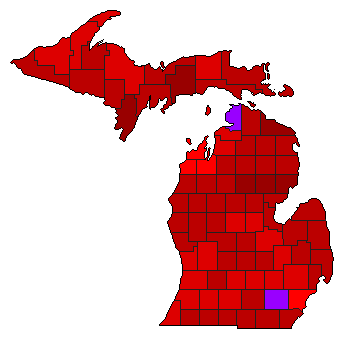 2008 Michigan County Map of Democratic Primary Election Results for President