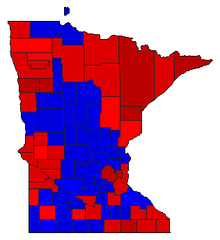 2008 Minnesota County Map of General Election Results for President