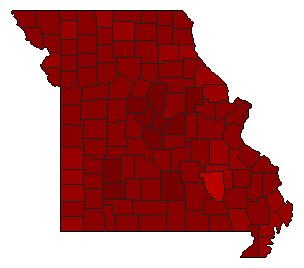 2008 Missouri County Map of Democratic Primary Election Results for Governor