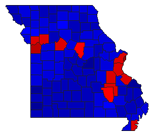 2008 Missouri County Map of General Election Results for Lt. Governor