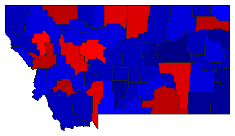 2008 Montana County Map of General Election Results for President