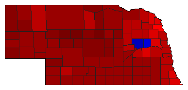 2008 Nebraska County Map of Democratic Primary Election Results for Senator