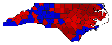 2008 North Carolina County Map of General Election Results for Secretary of State