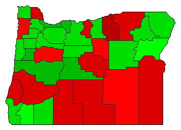 2008 Oregon County Map of Democratic Primary Election Results for President