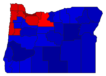 2008 Oregon County Map of General Election Results for Secretary of State