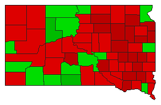 2008 South Dakota County Map of Democratic Primary Election Results for President