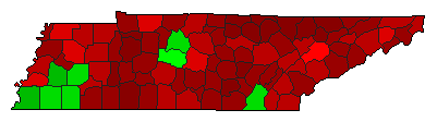 2008 Tennessee County Map of Democratic Primary Election Results for President