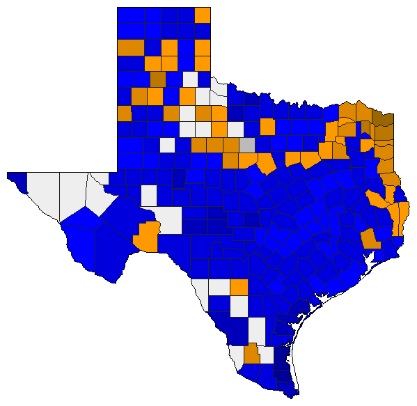 2008 Texas County Map of Republican Primary Election Results for President