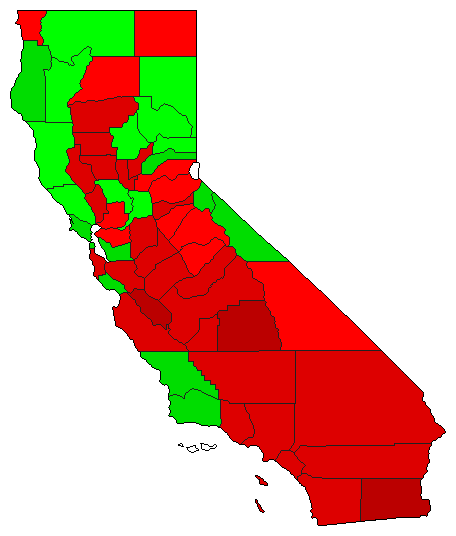 2008 California County Map of Democratic Primary Election Results for President