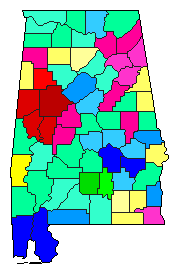 2010 Alabama County Map of Republican Primary Election Results for Governor