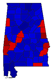 2010 Alabama County Map of Republican Primary Election Results for State Treasurer