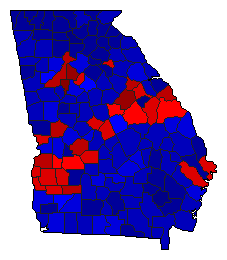 2010 Georgia County Map of General Election Results for Insurance Commissioner