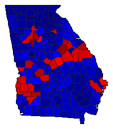 2010 Georgia County Map of General Election Results for Agriculture Commissioner