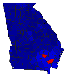 2010 Georgia County Map of Republican Primary Election Results for Agriculture Commissioner