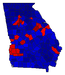 2010 Georgia County Map of General Election Results for Senator