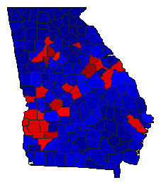 2010 Georgia County Map of General Election Results for Secretary of State