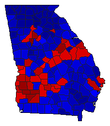 2010 Georgia County Map of General Election Results for Attorney General