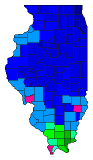 2010 Illinois County Map of Republican Primary Election Results for Senator