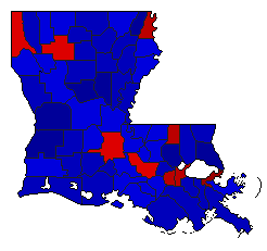 2010 Louisiana County Map of Open Runoff Election Results for Lt. Governor
