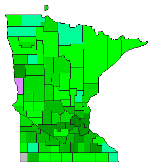 2010 Minnesota County Map of Open Primary Election Results for Governor