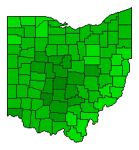 2010 Ohio County Map of Open Primary Election Results for Referendum