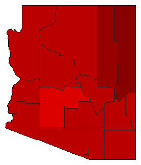 2010 Arizona County Map of Democratic Primary Election Results for Secretary of State