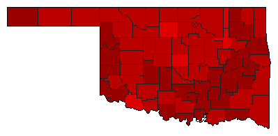 2010 Oklahoma County Map of Democratic Primary Election Results for Senator