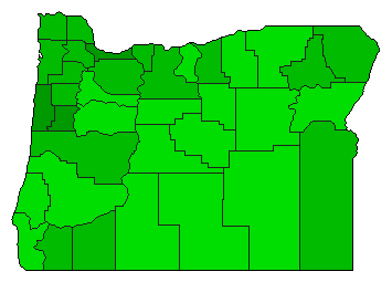 2010 Oregon County Map of Open Primary Election Results for Referendum