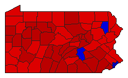 2010 Pennsylvania County Map of Democratic Primary Election Results for Senator