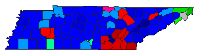 2010 Tennessee County Map of Republican Primary Election Results for Governor
