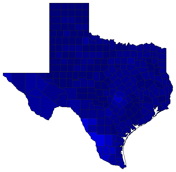 2010 Texas County Map of General Election Results for Comptroller General