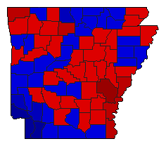 2010 Arkansas County Map of Democratic Runoff Election Results for Senator
