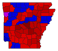 2010 Arkansas County Map of Democratic Runoff Election Results for Secretary of State