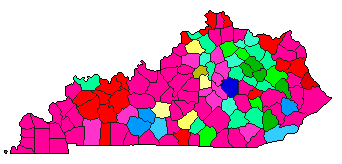 2011 Kentucky County Map of Democratic Primary Election Results for Agriculture Commissioner