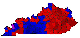 2011 Kentucky County Map of Democratic Primary Election Results for Secretary of State