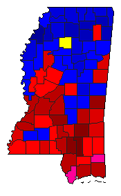 2011 Mississippi County Map of Democratic Primary Election Results for Governor