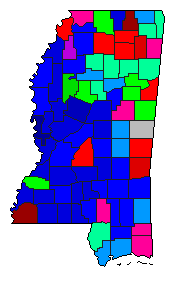2011 Mississippi County Map of Republican Primary Election Results for State Treasurer