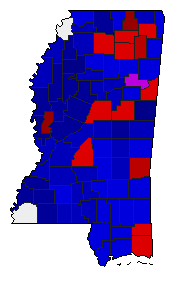 2011 Mississippi County Map of Republican Runoff Election Results for State Treasurer