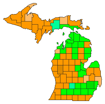 2012 Michigan County Map of Republican Primary Election Results for President