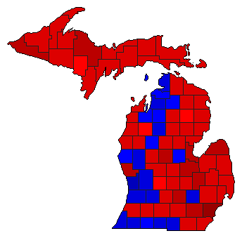 2012 Michigan County Map of General Election Results for Senator