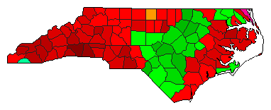 2012 North Carolina County Map of Democratic Primary Election Results for Governor