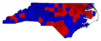 2012 North Carolina County Map of General Election Results for Lt. Governor