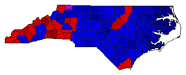 2012 North Carolina County Map of Republican Runoff Election Results for Secretary of State
