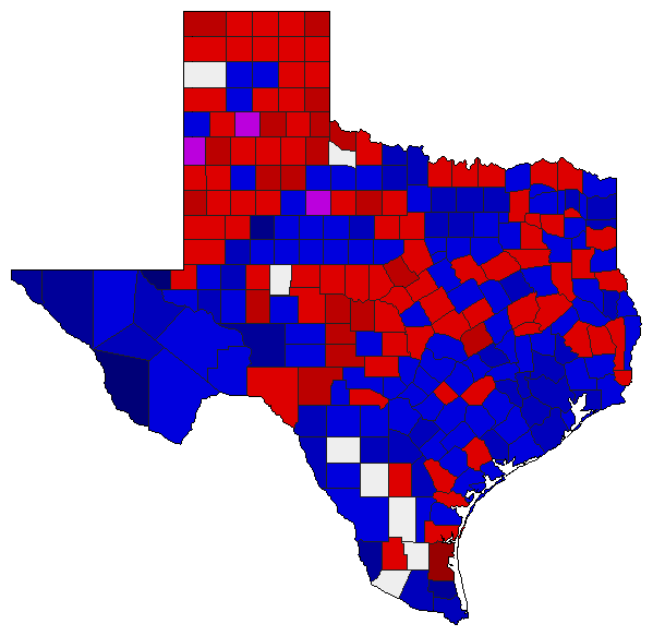 2012 Texas County Map of Republican Runoff Election Results for Senator