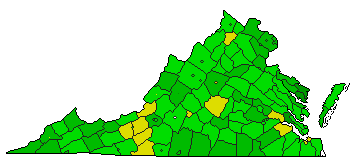 2012 Virginia County Map of Republican Primary Election Results for President