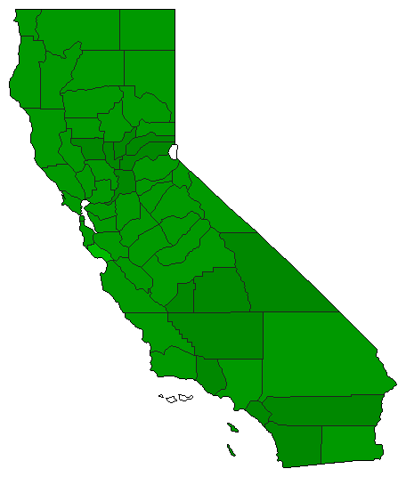 2012 California County Map of Republican Primary Election Results for President
